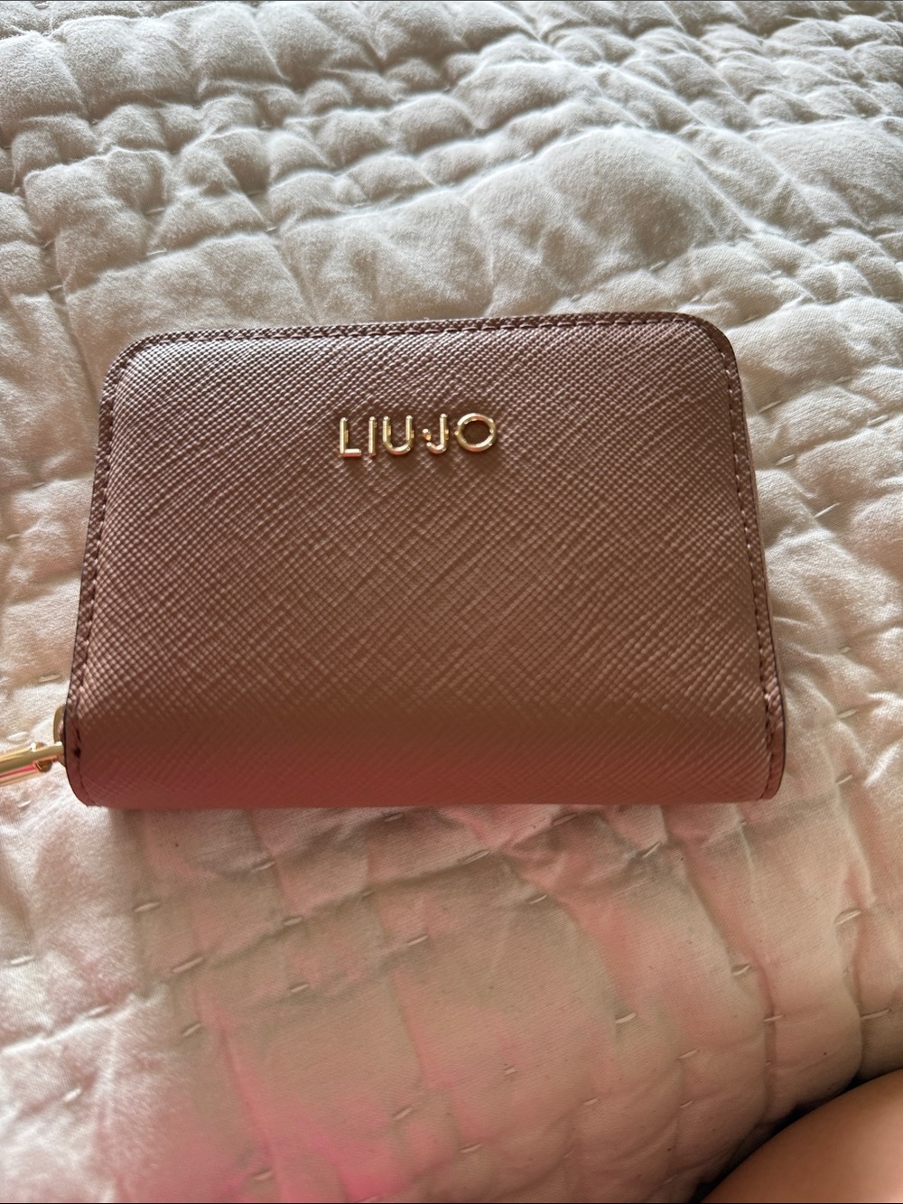 Liu Jo Blush Tan  Saffiano Zip-Around Wallet